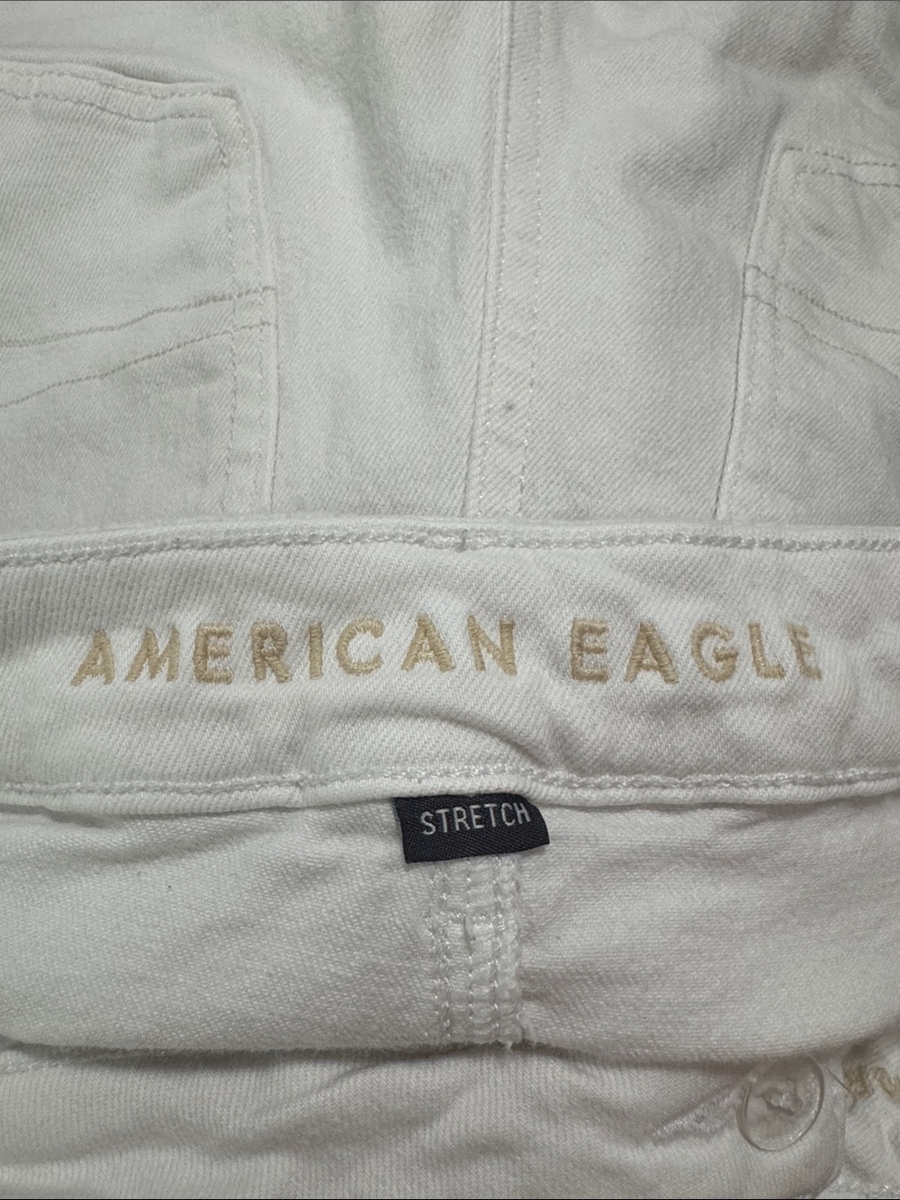 American Eagle Crossover Mom Short Stretch Cuffed White Distressed Denim Shorts - Picture 9 of 12